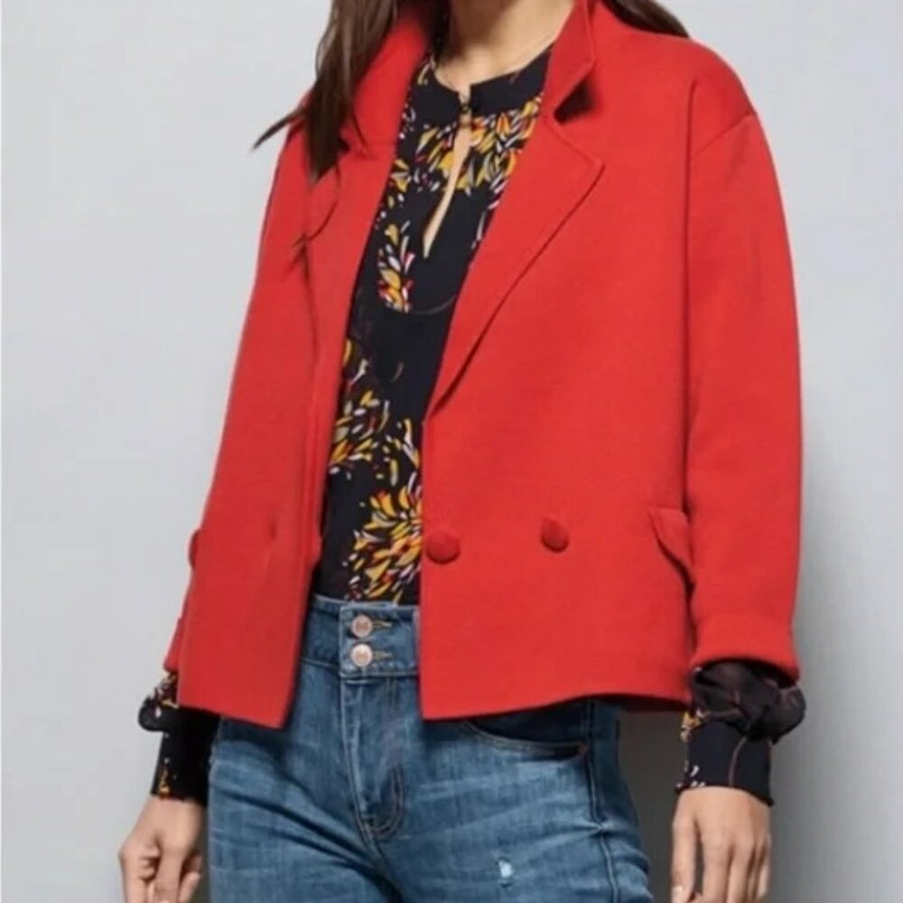 CABI Coronation Cardigan Jacket Cotton Knit Red Sz M #4479 NWOT